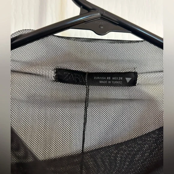 NWT Zara Sheer Tulle Draping Fabric High Neck Sleeveless Black Bodysuit Size XS - Picture 10 of 12